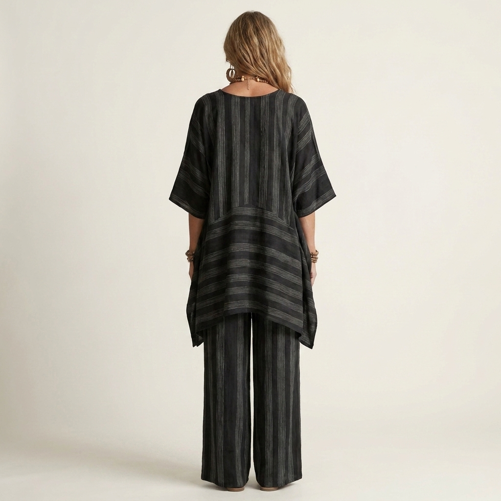 Kiara | Two-Piece Two Pieces Striped Cotton Set & Linen