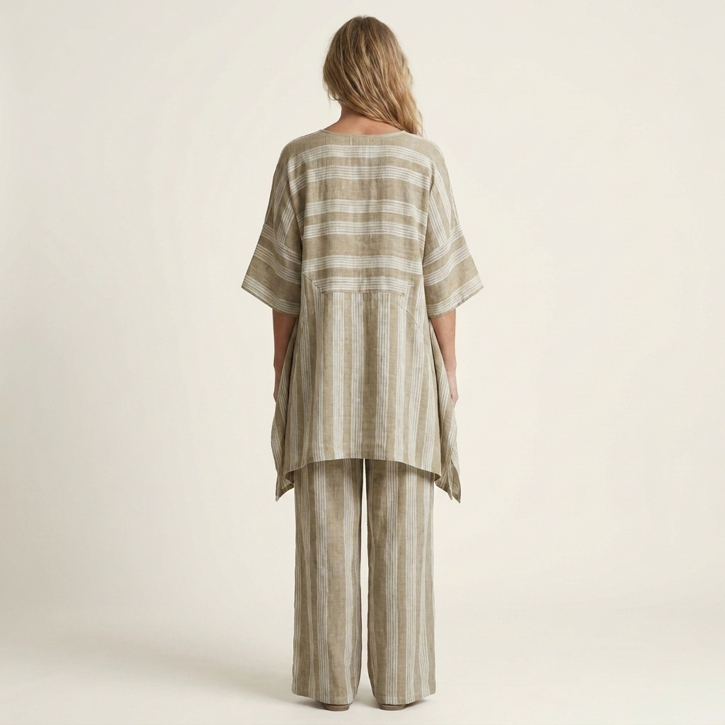 Kiara | Two-Piece Two Pieces Striped Cotton Set & Linen
