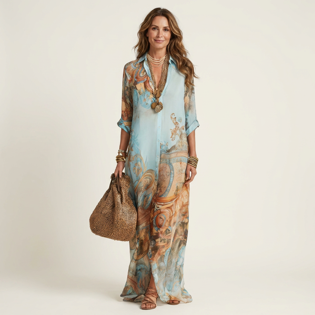 Lanie | Abito camicia lungo in seta