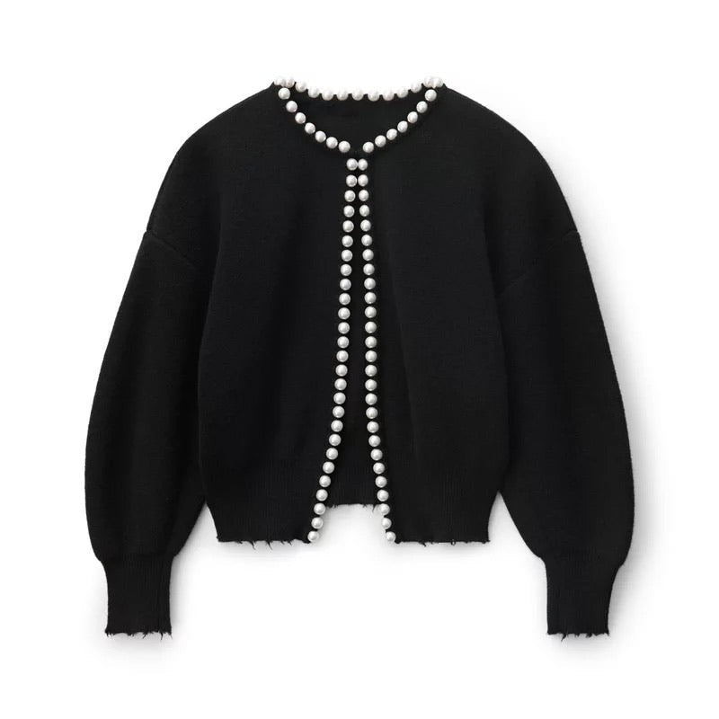 Enrica | Cardigan with Trim of Perle