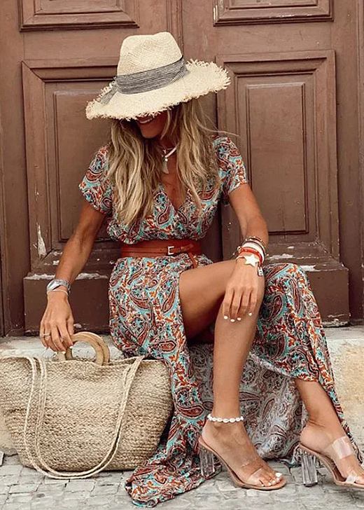 Joselin – Long Boho Dress & Airy with Belt