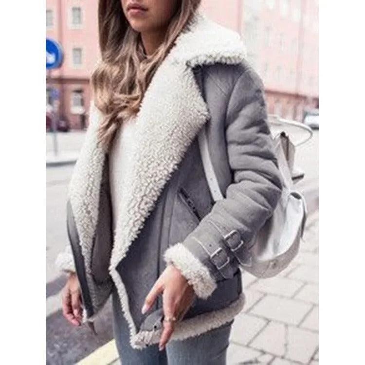 Vittorina | Premium Faux Shearling Jacket with Belt and Pockets