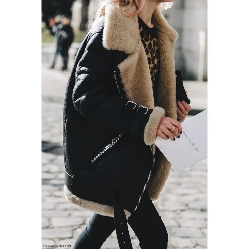 Vittorina | Premium Faux Shearling Jacket with Belt and Pockets