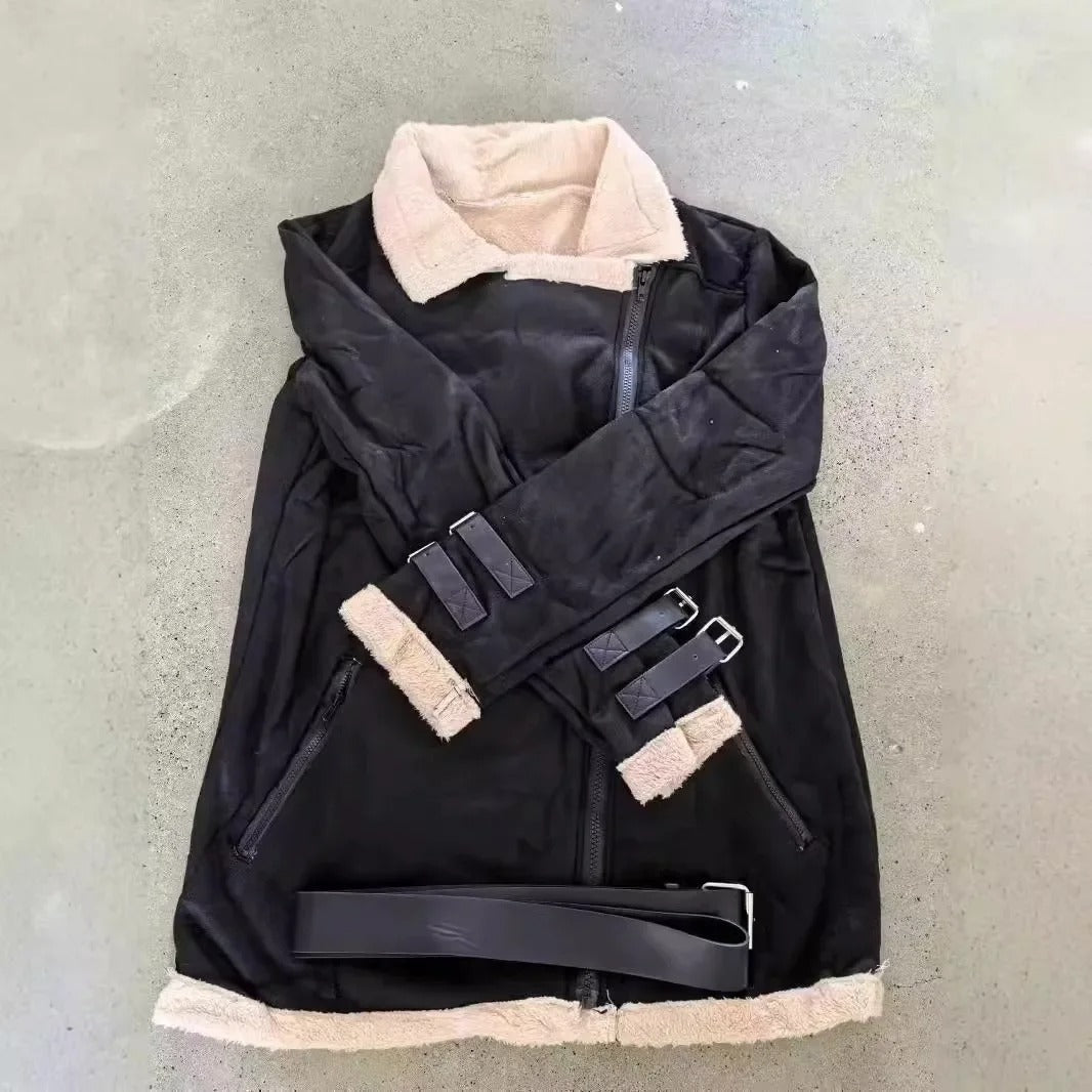 Vittorina | Premium Faux Shearling Jacket with Belt and Pockets