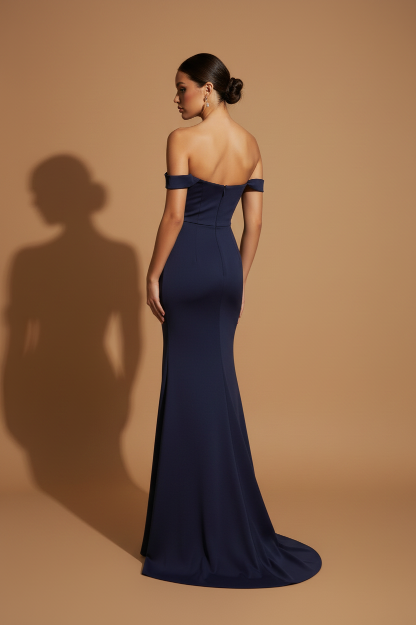 Aura Elegant Maxi Dress - Navy Blue