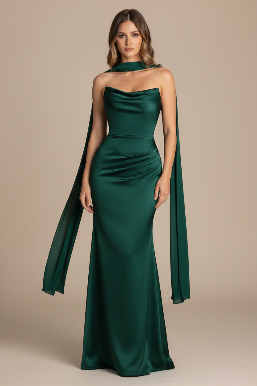Serena | Strapless Silhouette Maxi Dress in Green