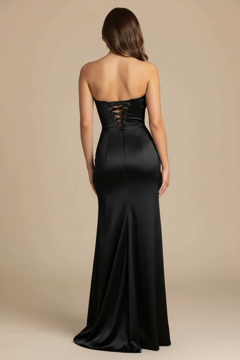 Serena | Strapless Silhouette Maxi Dress in Black