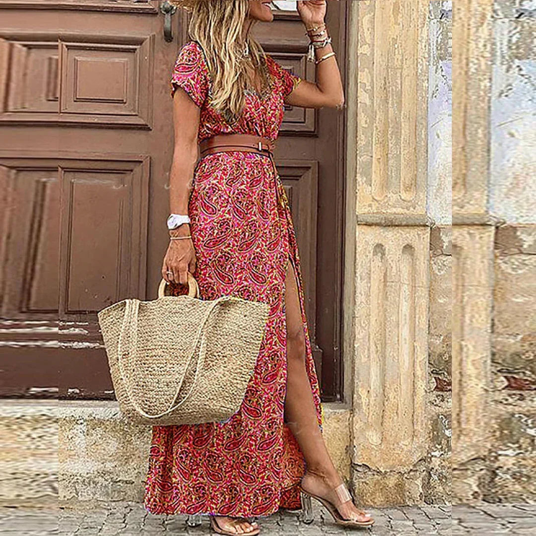 Joselin – Long Boho Dress & Airy with Belt