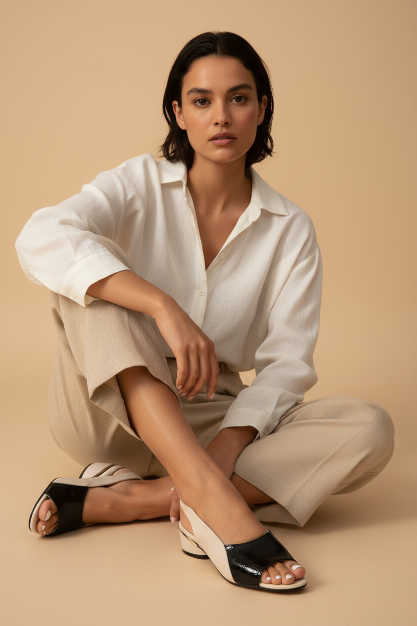 Bianca Bicolour Sandal | Minimal Elegance
