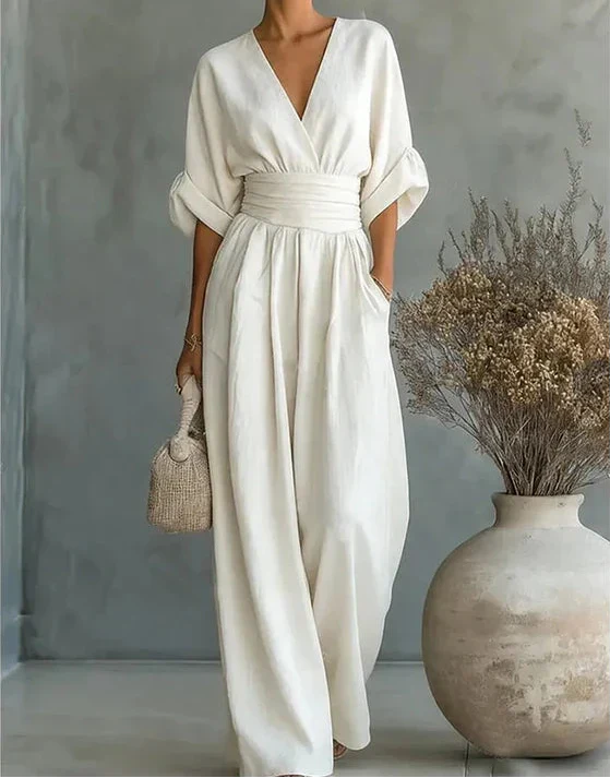 Daniela | Elegant V-Neck Wide-Leg Jumpsuit