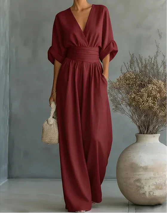 Daniela | Elegant V-Neck Wide-Leg Jumpsuit