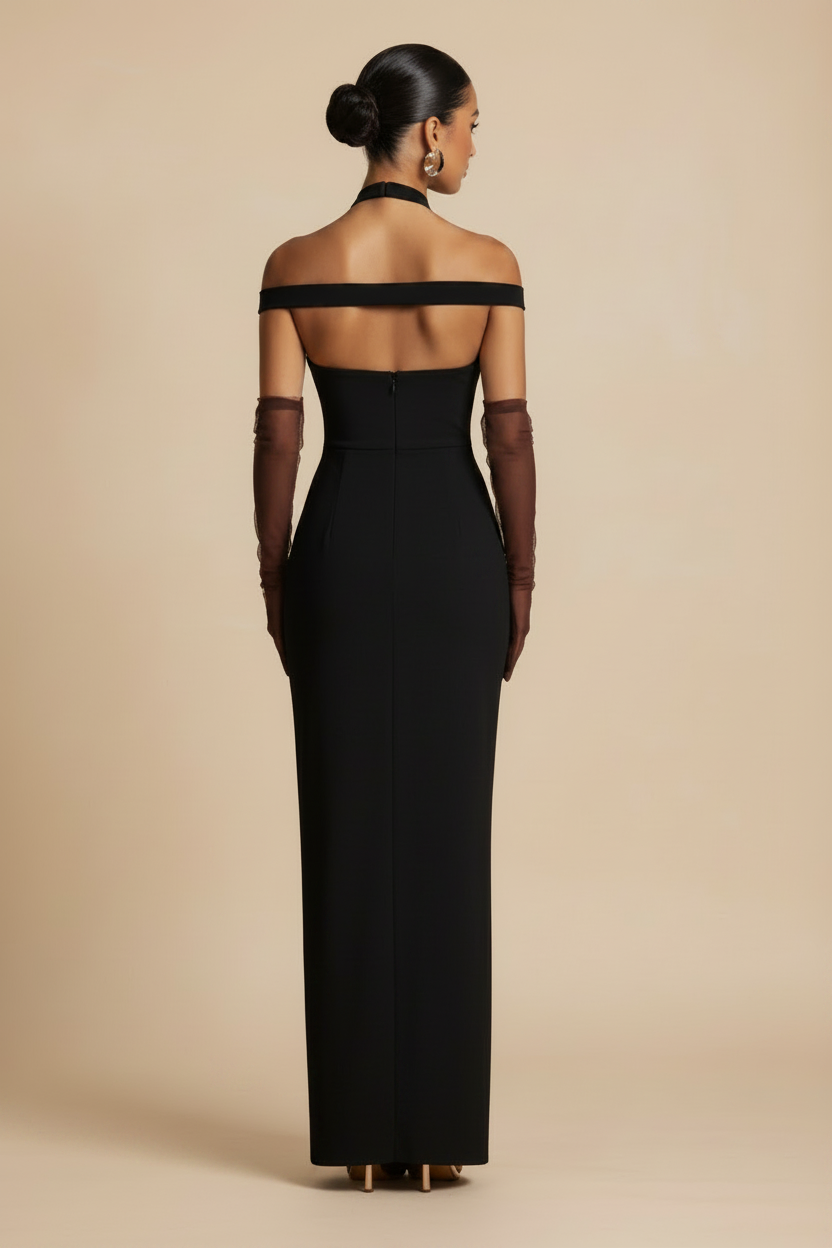 Selene | Off-Shoulder Maxi Dress in Black