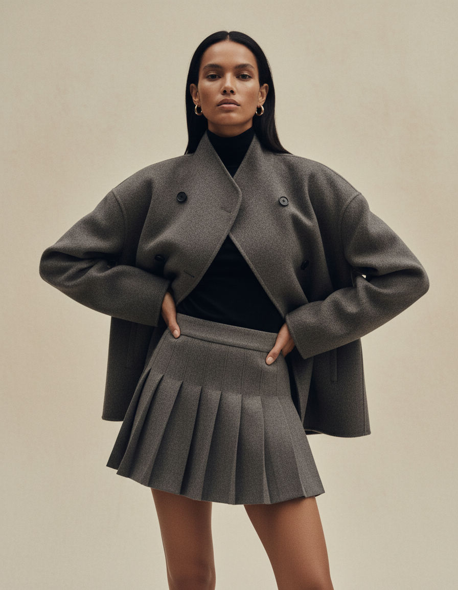 Marilena | Long Coat with Buttons Asimmetrici