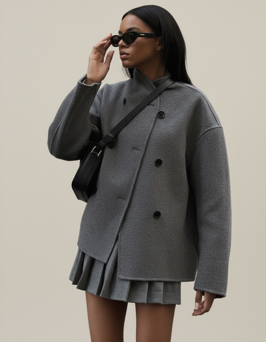 Marilena | Long Coat with Buttons Asimmetrici
