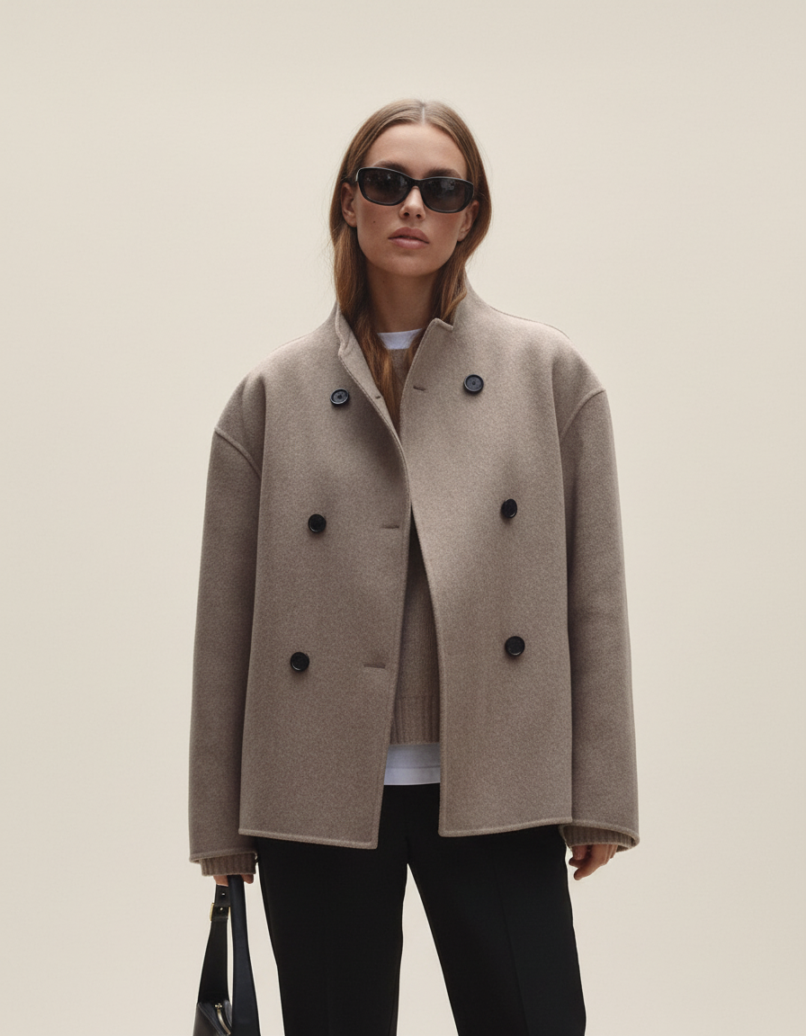 Marilena | Long Coat with Buttons Asimmetrici