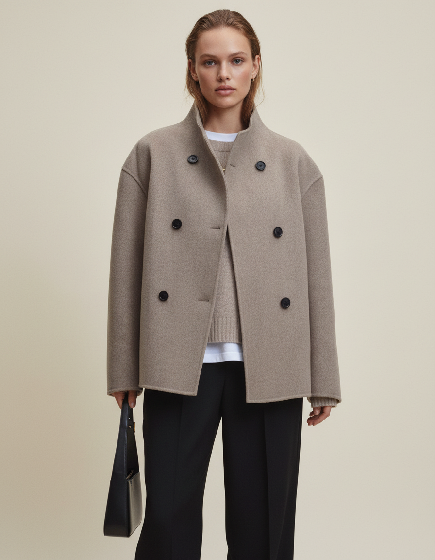 Marilena | Long Coat with Asymmetric Buttons
