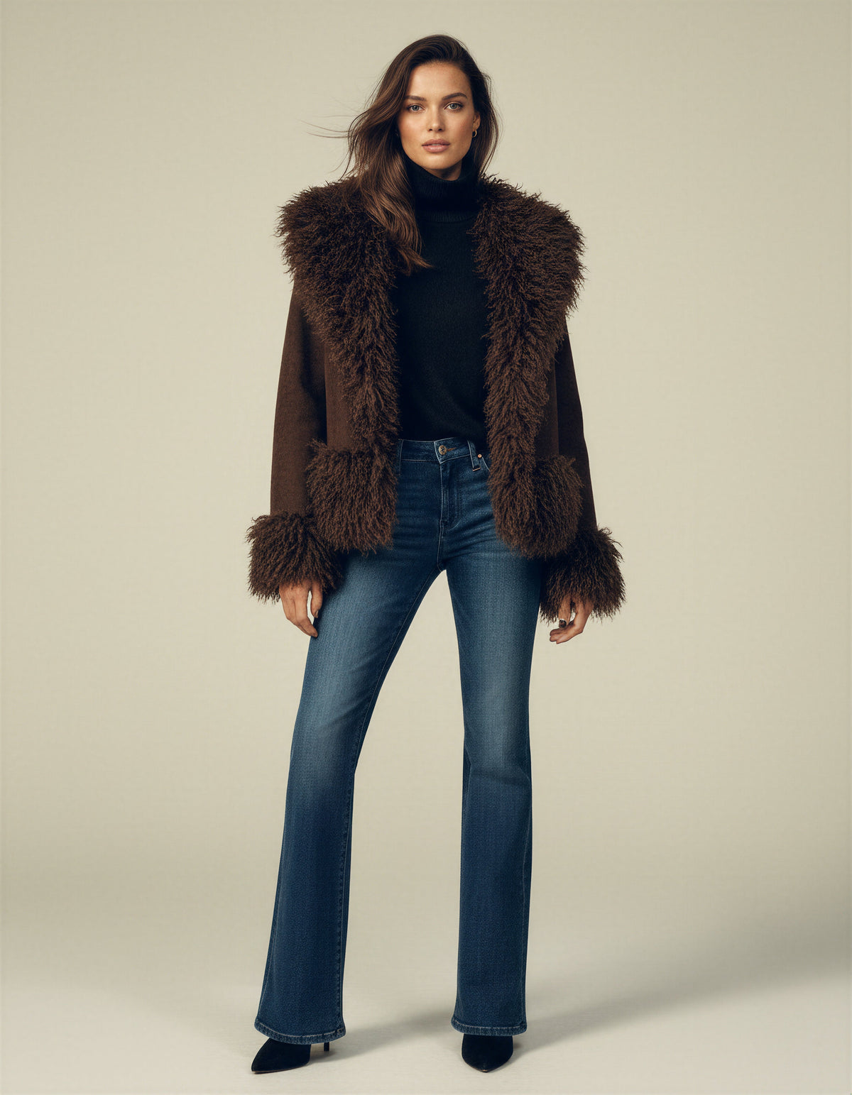 Romina | Winter Elegant in Faux Fur Brown Jacket