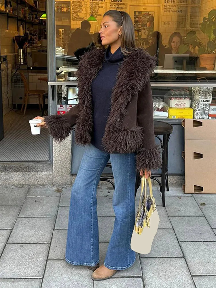 Romina | Elegant Winter Faux Fur Jacket in Brown