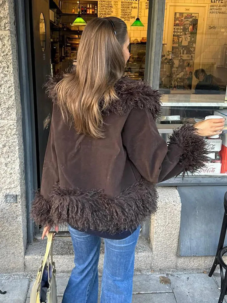 Romina | Elegant Winter Faux Fur Jacket in Brown