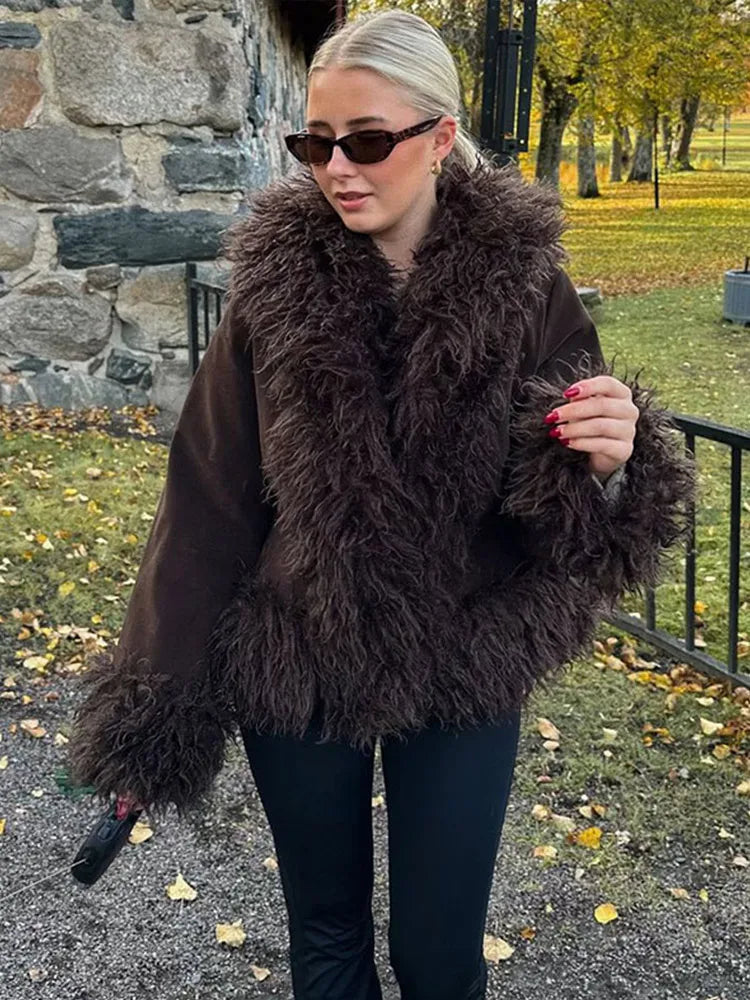 Romina | Elegant Winter Faux Fur Jacket in Brown