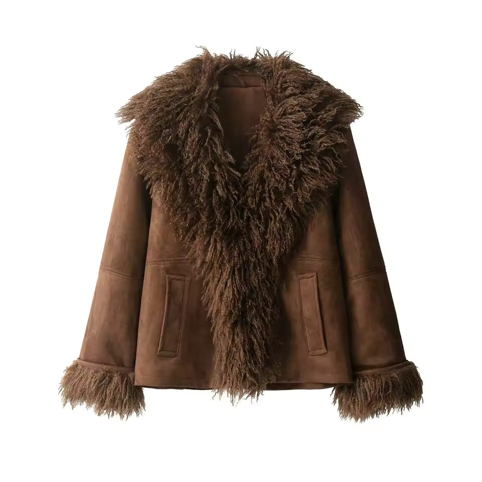 Romina | Elegant Winter Faux Fur Jacket in Brown