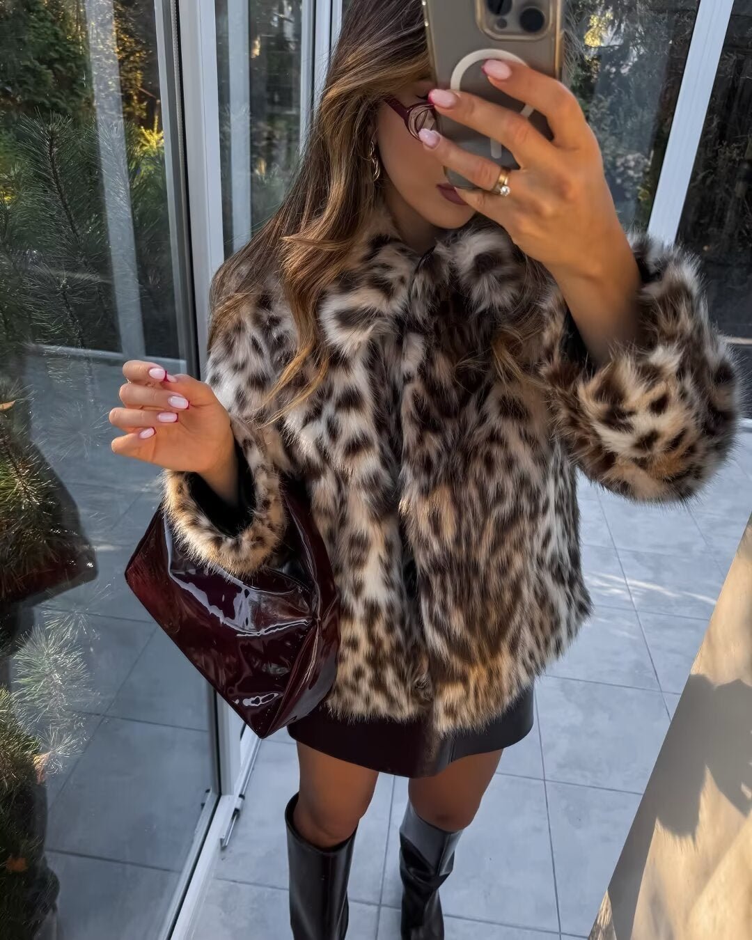 Porzia | Short in Soft Faux Fur Brown Jacket