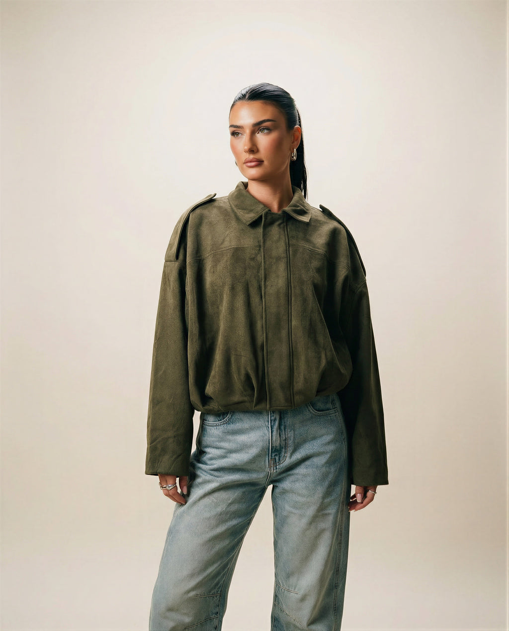 Ottorina | Boxy Relaxed Faux Suede Jacket