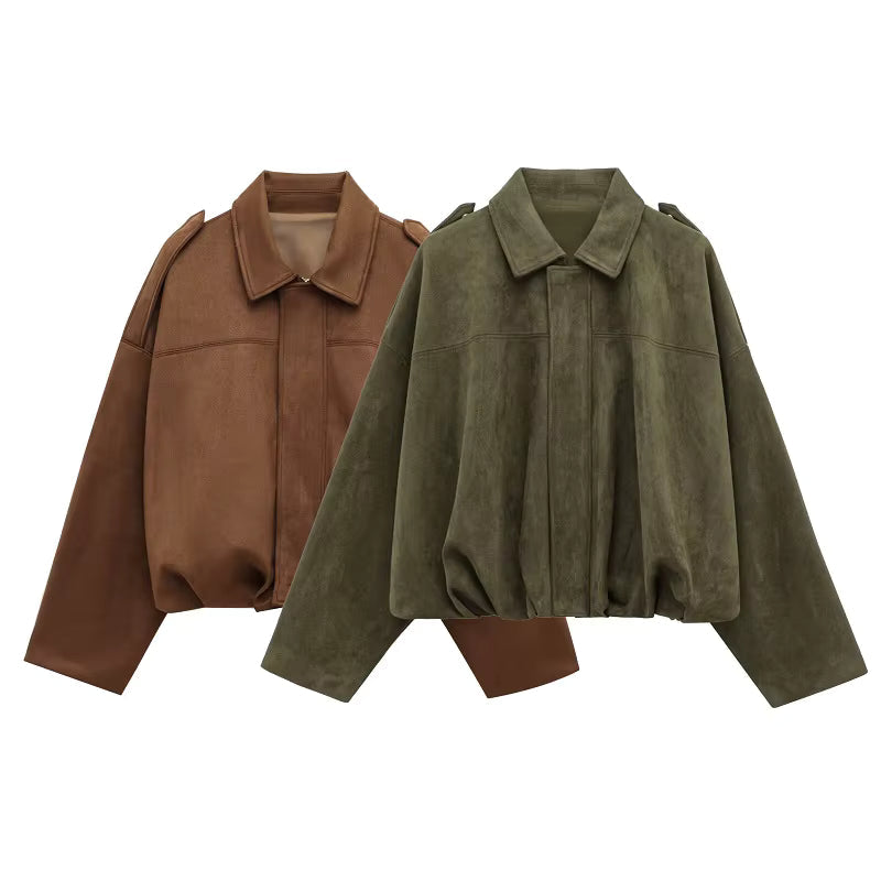 Ottorina | Boxy Relaxed Faux Suede Jacket