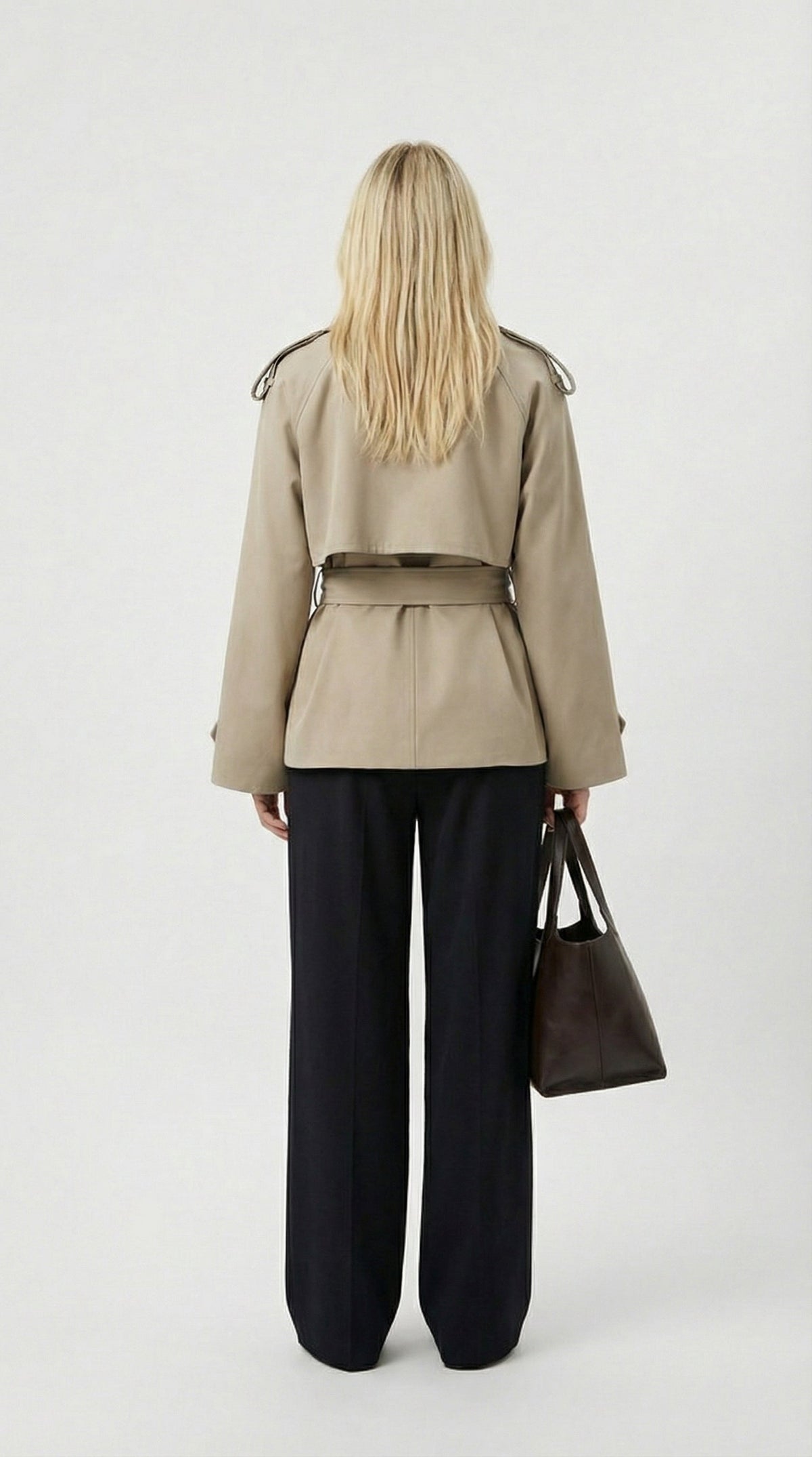 Irma | Short Khaki Trench Coat with Belt