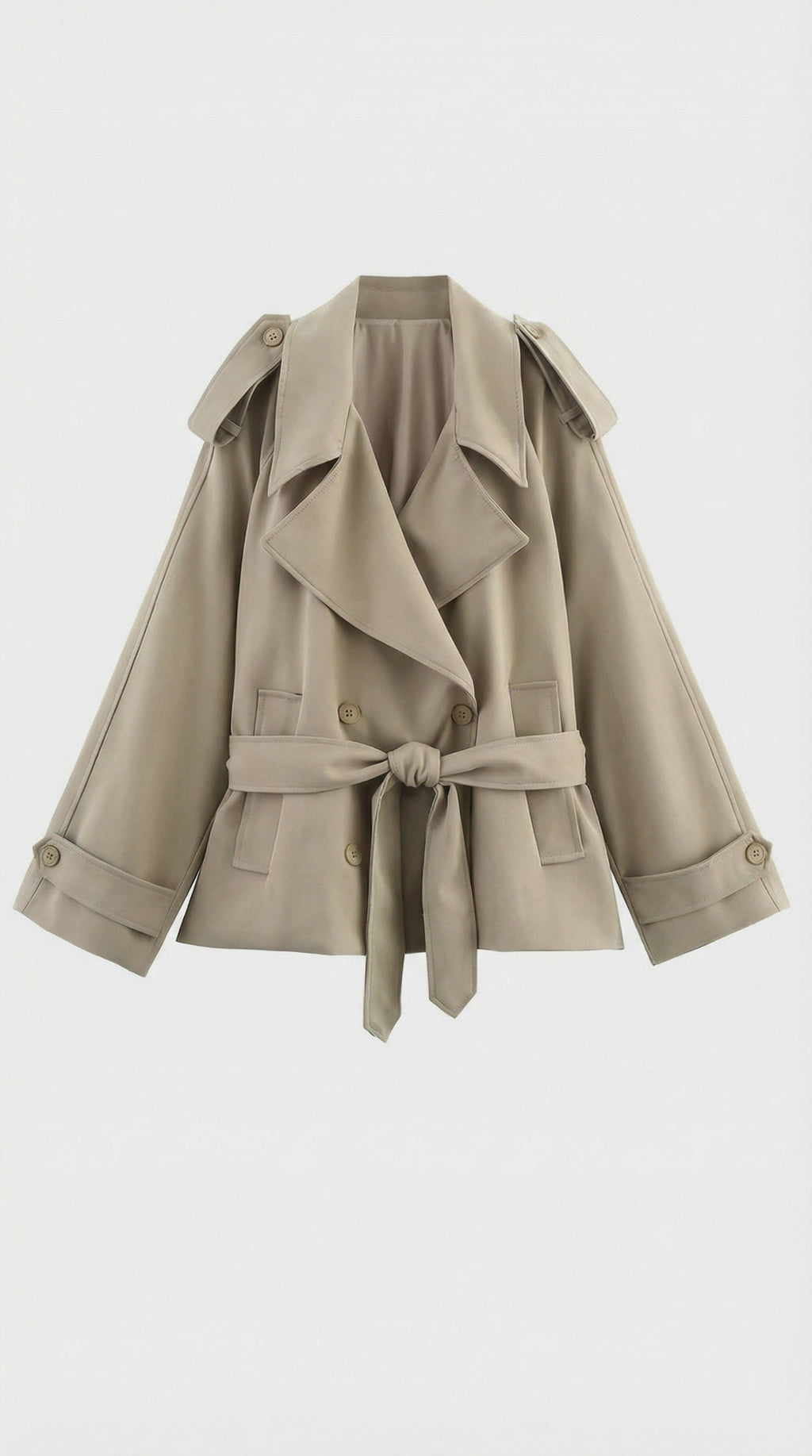 Irma | Short Khaki Trench Coat with Belt