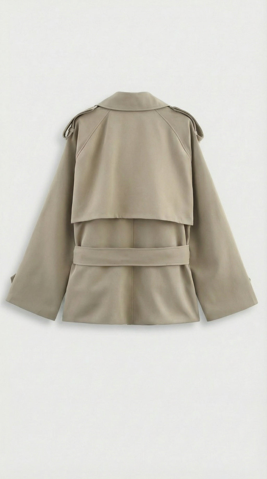 Irma | Short Khaki Trench Coat with Belt
